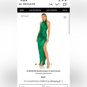 Amanda Uprichard X REVOLVE Samba Gown in Dark Green